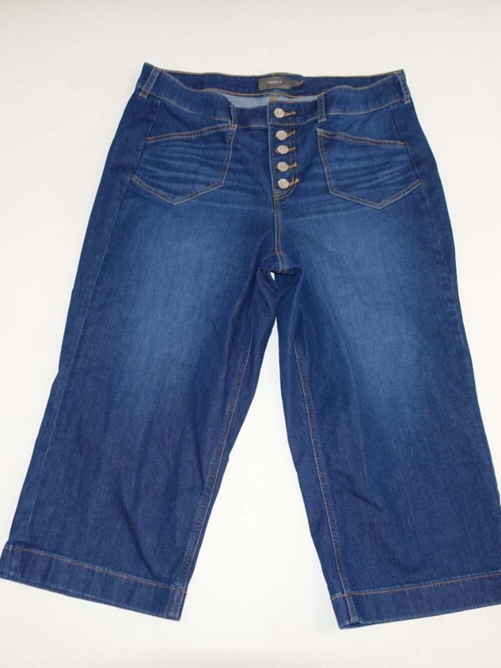 Torrid Women's Crop Wide Leg Jeans Size 18 Blue High Rise Button Fly 22" Inseam